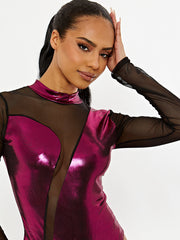 Metallic Mesh Insert Bodysuit