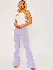 Scrunch Back Flared Slinky Trousers