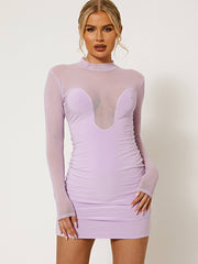 Plunge Mesh Insert Dress