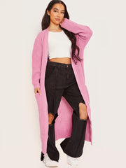 Longline Knitted Open Cardigan