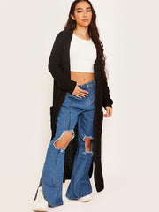 Longline Knitted Open Cardigan