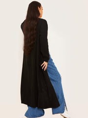 Longline Knitted Open Cardigan