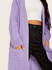 Longline Knitted Open Cardigan