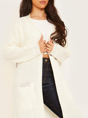 Longline Knitted Open Cardigan