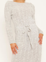 Cable Knit Drawstring Waist Dress