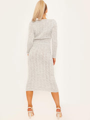 Cable Knit Drawstring Waist Dress