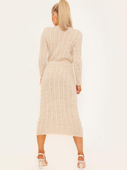 Cable Knit Drawstring Waist Dress
