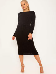 Cable Knit Drawstring Waist Dress