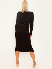 Cable Knit Drawstring Waist Dress