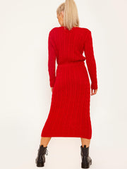 Cable Knit Drawstring Waist Dress