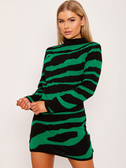 Zebra Print Knitted Jumper Dress