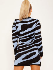 Zebra Print Knitted Jumper Dress