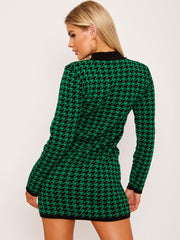 Dogtooth Pattern Knitted Jumper Dress