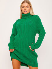 Ribbed Knitted Roll Neck Bodycon Dress