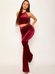 Velours geribbeld uitlopende broek