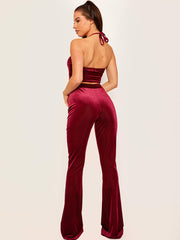 Velours geribbeld uitlopende broek