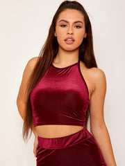 Tapa de recorte de cuello con cabestro de terciopelo