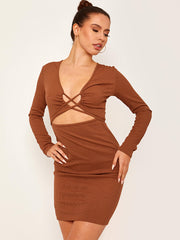 Criss Cross Büste Rippenkörperkleid Kleid