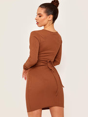 Criss Cross Büste Rippenkörperkleid Kleid