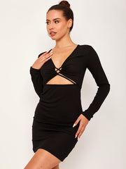 Criss Cross Büste Rippenkörperkleid Kleid