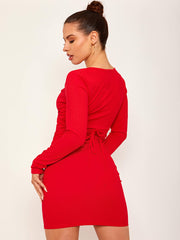 Criss Cross Büste Rippenkörperkleid Kleid