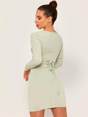 Criss Cross Büste Rippenkörperkleid Kleid