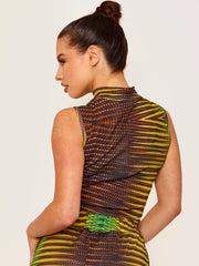 Gemustertes Ernte-Top & ausgestellter Hosen Co-ordte