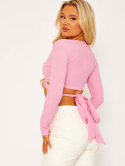 Ring Cutout Tie-Knot Crop Top