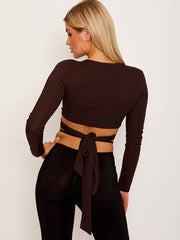 Ring Cutout Tie-Knot Crop Top