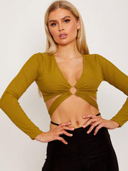 Ring Cutout Tie-Knot Crop Top