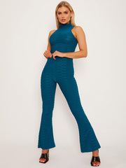 Pleated Jersey Crop Top & Flared Trouser Co-ord