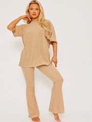 Towelling Fabric Oversized Top & Flare Trouser Co-ord