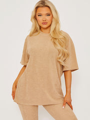 Towelling Fabric Oversized Top & Flare Trouser Co-ord