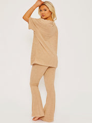 Towelling Fabric Oversized Top & Flare Trouser Co-ord