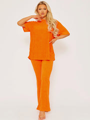 Towelling Fabric Oversized Top & Flare Trouser Co-ord
