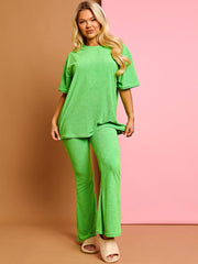Towelling Fabric Oversized Top & Flare Trouser Co-ord