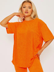 Towelling Fabric Oversized Top & Flare Trouser Co-ord