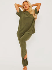 Towelling Fabric Oversized Top & Flare Trouser Co-ord