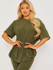 Towelling Fabric Oversized Top & Flare Trouser Co-ord