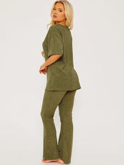 Towelling Fabric Oversized Top & Flare Trouser Co-ord
