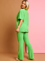 Towelling Fabric Oversized Top & Flare Trouser Co-ord