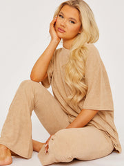 Towelling Fabric Oversized Top & Flare Trouser Co-ord