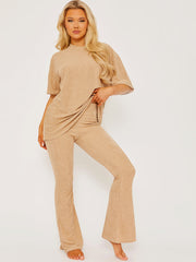 Towelling Fabric Oversized Top & Flare Trouser Co-ord