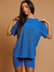 Towelling Fabric Oversized Top & Shorts Co-ord