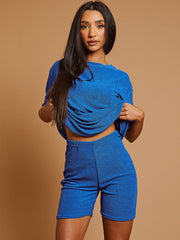 Towelling Fabric Oversized Top & Shorts Co-ord