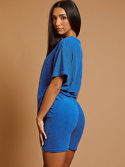 Towelling Fabric Oversized Top & Shorts Co-ord