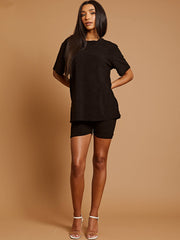 Towelling Fabric Oversized Top & Shorts Co-ord
