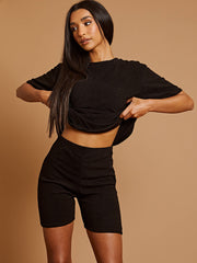 Towelling Fabric Oversized Top & Shorts Co-ord