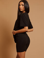 Towelling Fabric Oversized Top & Shorts Co-ord