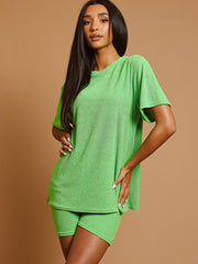 Towelling Fabric Oversized Top & Shorts Co-ord